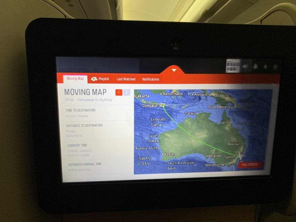 Qantas Business Class Bali to Sydney