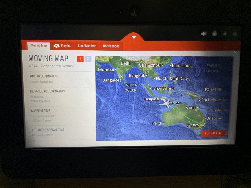 Qantas Business Class Bali to Sydney