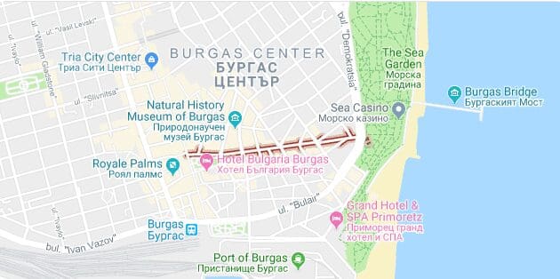 Burgas Bulgaria pedestrian zone walking street