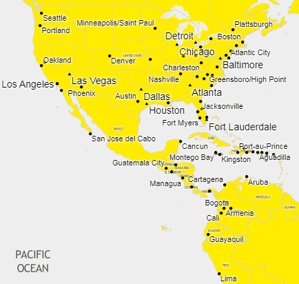 Spirit Airlines Route Map