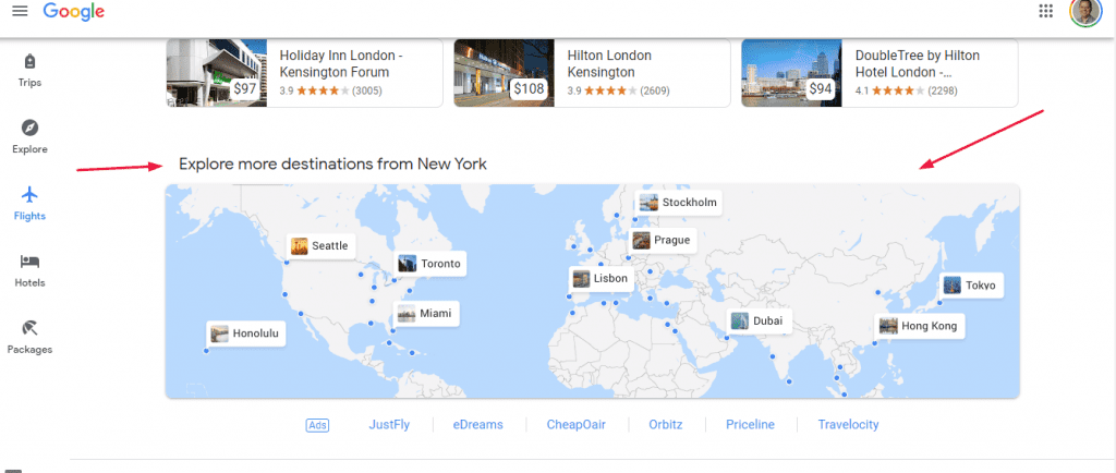 Google Flights Map