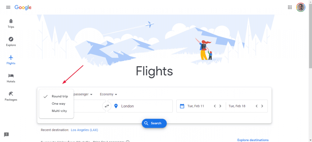 Google Flights Business Class