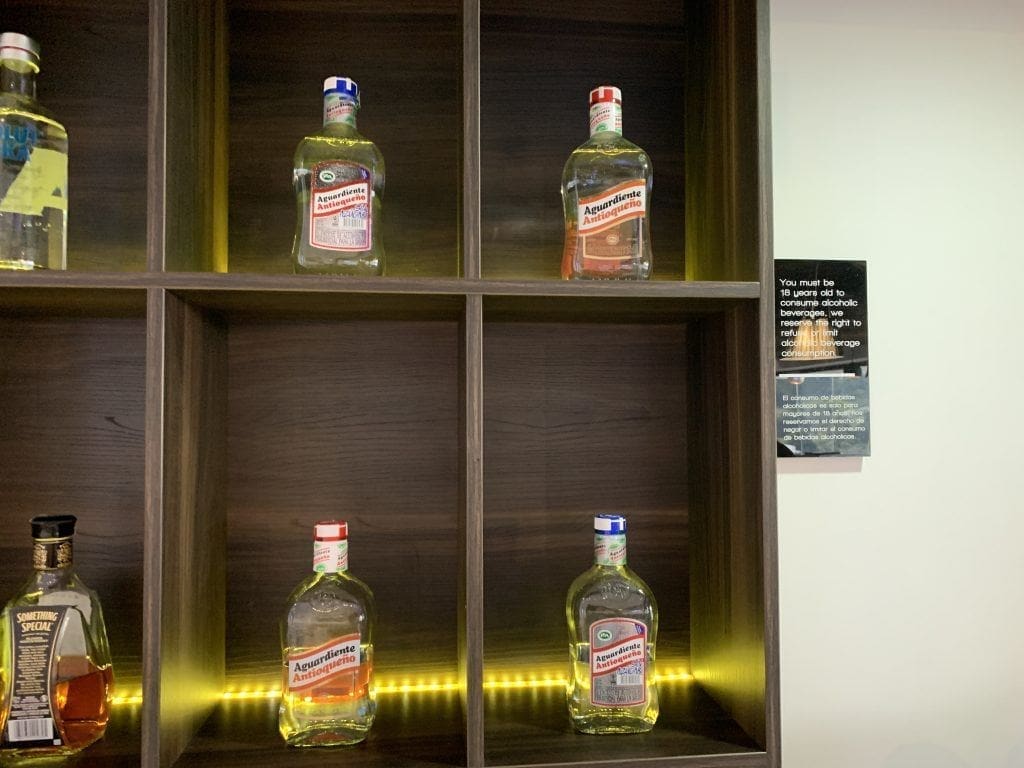Medellin Airport Domestic Priority Pass Lounge Drinks Aguardiente