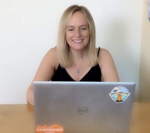 Lisa at her laptop