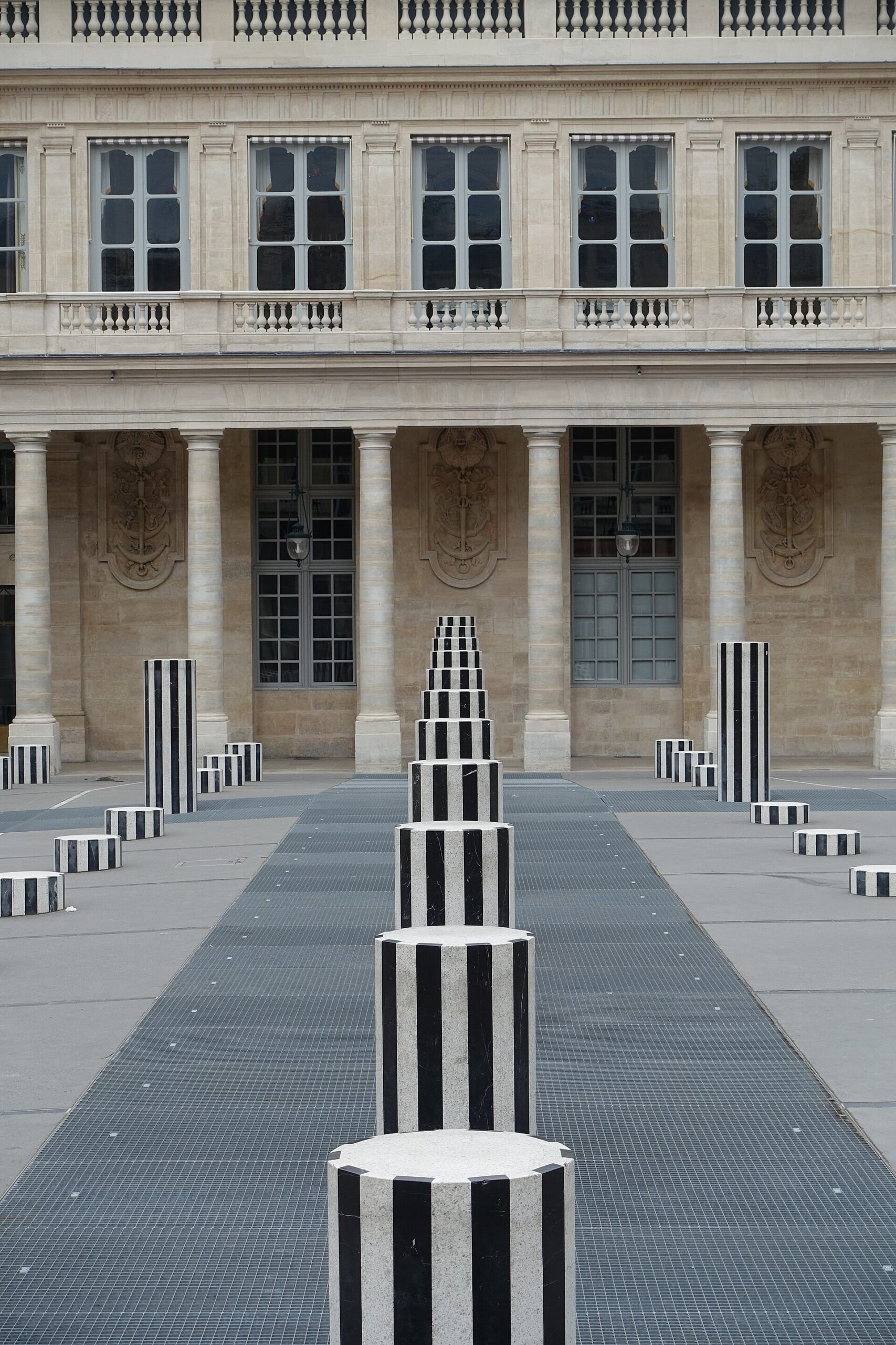 30 Free Things to Do in Paris 10 Daniel Buren's black and white striped columns in the courtyard of the Palais Royal in Paris