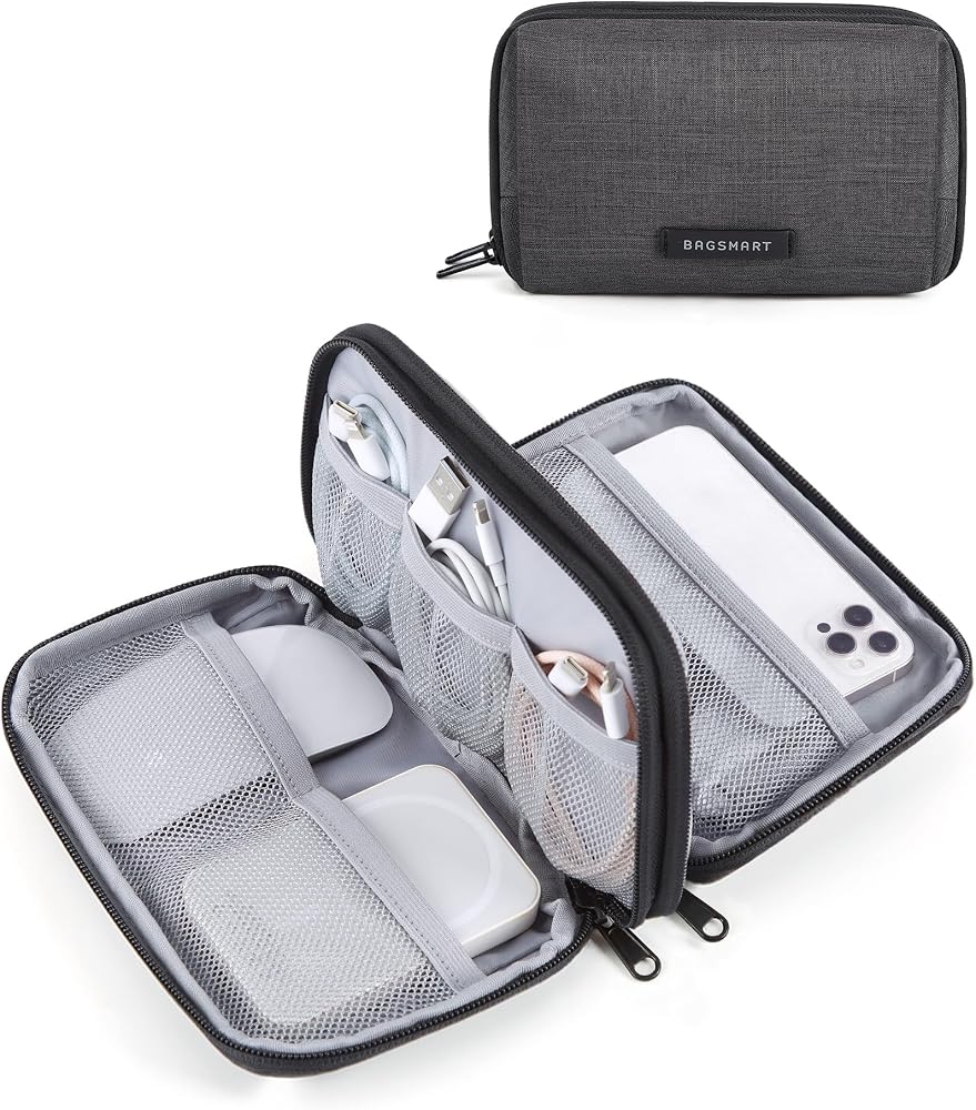 BAGSMART zippered electronics and cable organizer, open