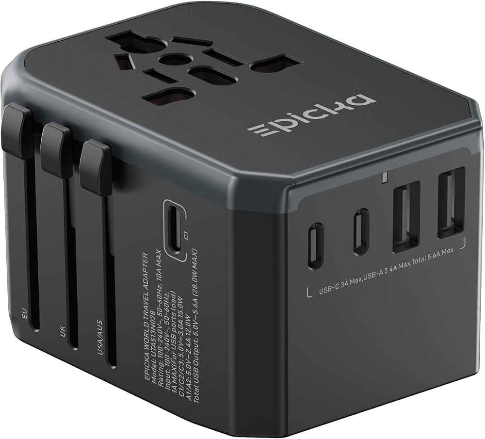 EPICKA universal travel adapter with USB ports