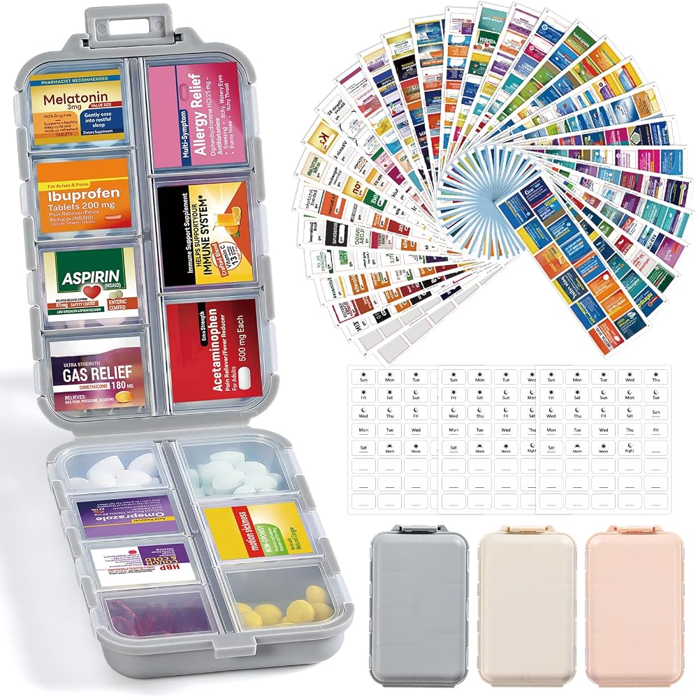 Three LANDNEOO fourteen grid travel pill organizer cases