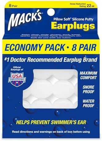 Mack's Pillow Soft silicone earplugs economy pack, eight pairs
