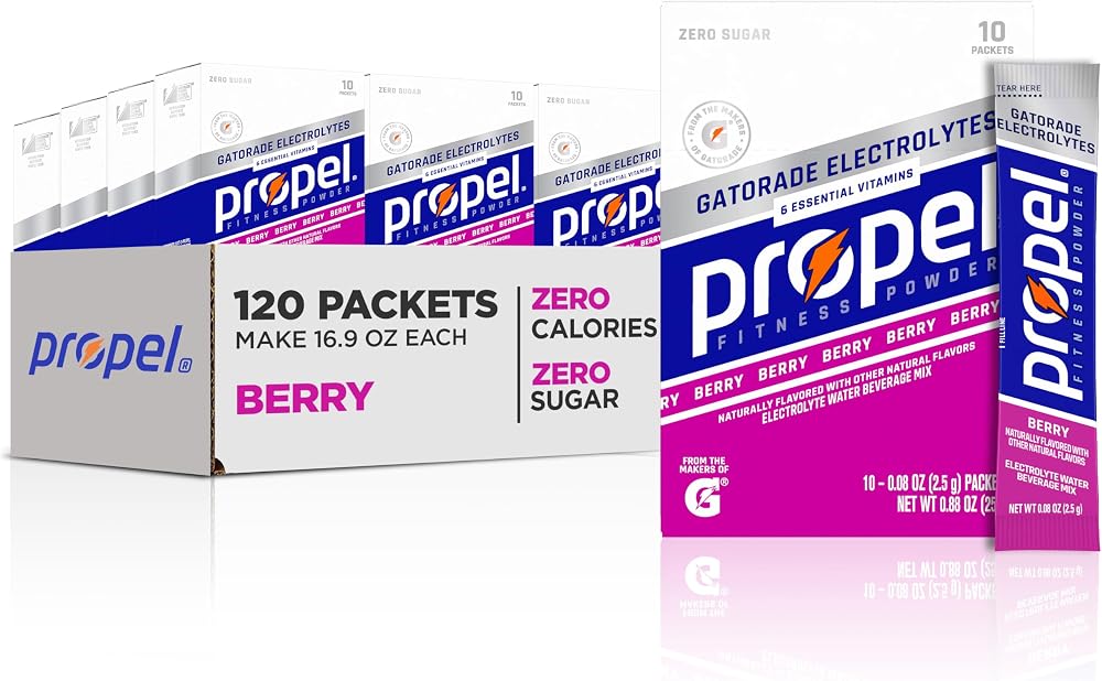 Box of Propel electrolyte drink mix packets