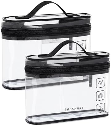 BAGSMART clear TSA approved toiletry bags two pack