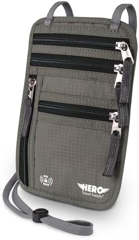 Hero RFID blocking neck wallet passport holder