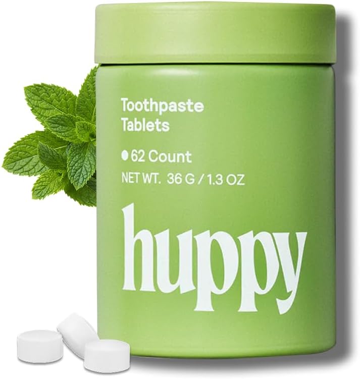 Travel Toiletries Lisa Recommends 9 Huppy peppermint toothpaste tablets, 62 count