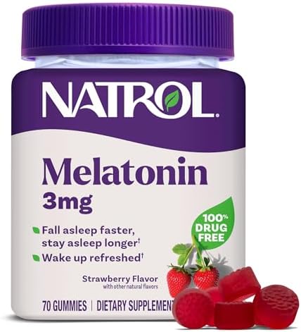 Travel Sleep Kit 5 Natrol melatonin 3 mg strawberry gummies