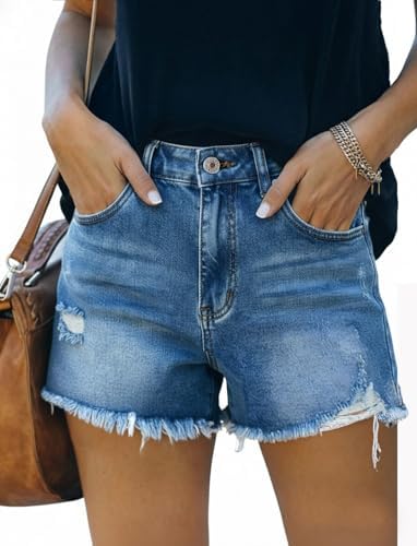 Summer Travel Clothing Essentials for Women 20 SANMM high waisted stretch jean shorts