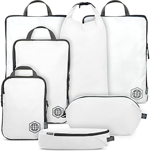 Summer Travel Clothing Essentials for Women 37 TRIPPED large compression packing cubes seven piece set