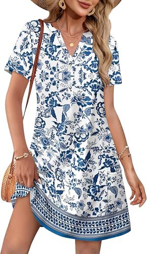 Summer Travel Clothing Essentials for Women 5 WIHOLL casual v neck summer dress