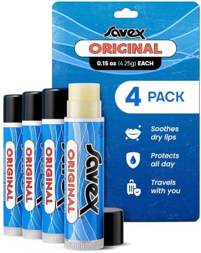 Travel Toiletries Lisa Recommends 16 Savex original lip balm sticks, four pack