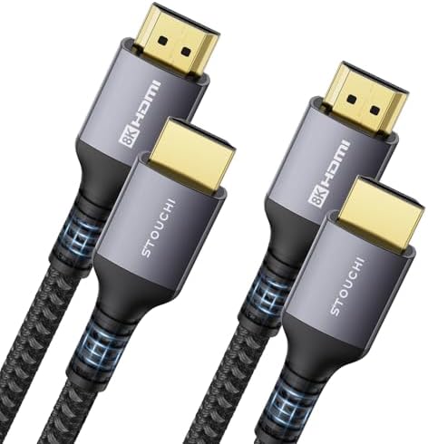 Two Stouchi slim braided HDMI cables, three feet each