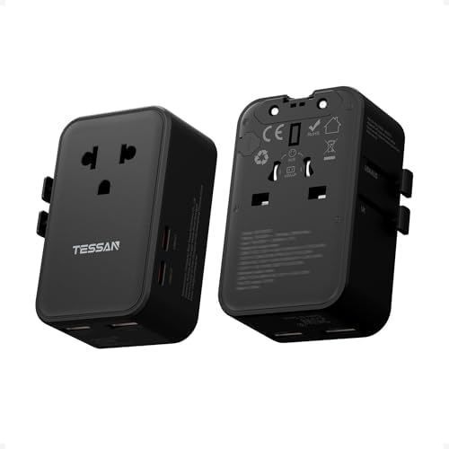 TESSAN ultra thin black international travel adapter